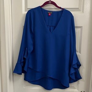 Vince Camuto Blue Ruffle Sleeve Blouse